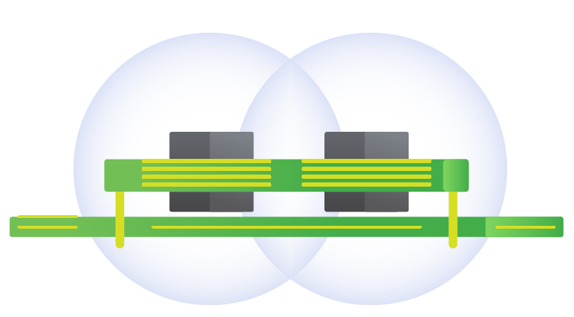 Figure 3. Radiated emissions from an unshielded BMP can affect circuit elements.